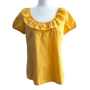 LOFT yellow scooped neck top